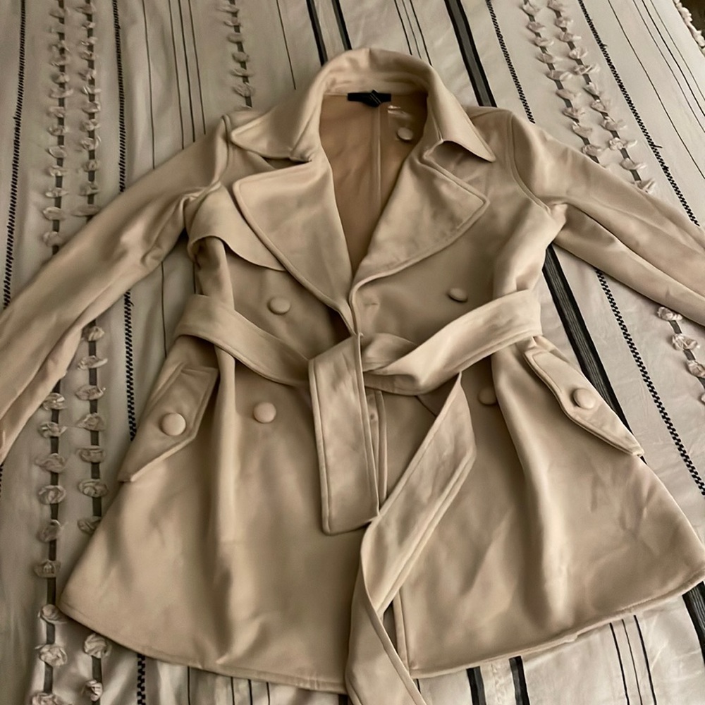 Faux suede cream coat